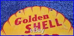 Vintage Shell Gasoline Porcelain Motor Oil Service Station Pump Plate Sign