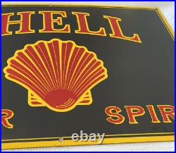 Vintage Shell Gasoline Porcelain Sign Gas Service Station Motor Oil Spirit Rare