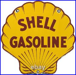 Vintage Shell Gasoline Porcelain Sign Gas Station Pump Plate Motor Oil Service