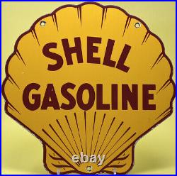 Vintage Shell Gasoline Porcelain Sign Gas Station Pump Plate Motor Oil Service