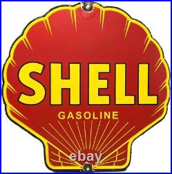 Vintage Shell Gasoline Porcelain Sign Gas Station Pump Plate Motor Oil Service