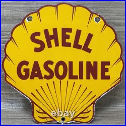 Vintage Shell Gasoline Porcelain Sign Gas Station Pump Plate Motor Oil Service