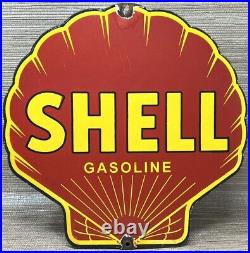 Vintage Shell Gasoline Porcelain Sign Gas Station Pump Plate Motor Oil Service