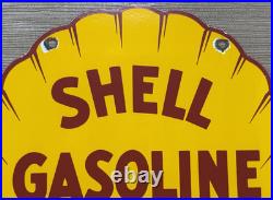 Vintage Shell Gasoline Porcelain Sign Gas Station Pump Plate Motor Oil Service