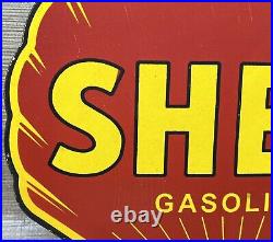 Vintage Shell Gasoline Porcelain Sign Gas Station Pump Plate Motor Oil Service