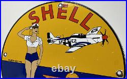 Vintage Shell Gasoline Porcelain Sign Gas Station Pump Plate Motor Oil Service