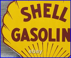 Vintage Shell Gasoline Porcelain Sign Gas Station Pump Plate Motor Oil Service