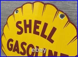 Vintage Shell Gasoline Porcelain Sign Gas Station Pump Plate Motor Oil Service