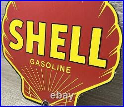 Vintage Shell Gasoline Porcelain Sign Gas Station Pump Plate Motor Oil Service