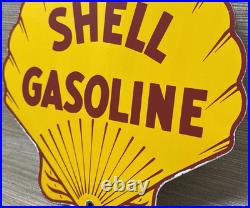 Vintage Shell Gasoline Porcelain Sign Gas Station Pump Plate Motor Oil Service