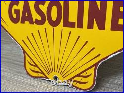 Vintage Shell Gasoline Porcelain Sign Gas Station Pump Plate Motor Oil Service