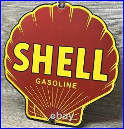 Vintage Shell Gasoline Porcelain Sign Gas Station Pump Plate Motor Oil Service