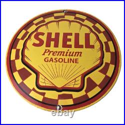 Vintage Shell Gasoline Sign Gas Pump PorcelainPremium Motor Oil Sign