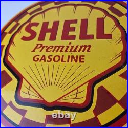 Vintage Shell Gasoline Sign Gas Pump PorcelainPremium Motor Oil Sign