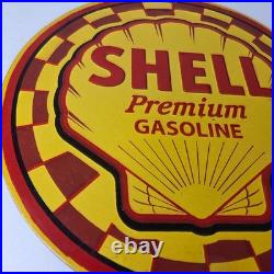 Vintage Shell Gasoline Sign Gas Pump PorcelainPremium Motor Oil Sign