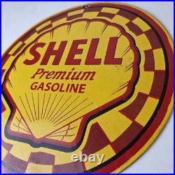 Vintage Shell Gasoline Sign Gas Pump PorcelainPremium Motor Oil Sign