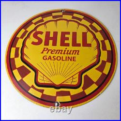 Vintage Shell Gasoline Sign Gas Pump PorcelainPremium Motor Oil Sign