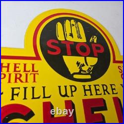 Vintage Shell Gasoline Sign Motor Oil Service Gas Pump Porcelain Sign