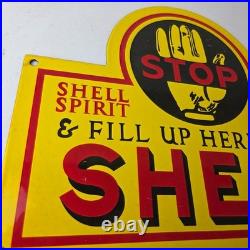 Vintage Shell Gasoline Sign Motor Oil Service Gas Pump Porcelain Sign