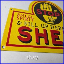 Vintage Shell Gasoline Sign Motor Oil Service Gas Pump Porcelain Sign