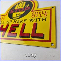 Vintage Shell Gasoline Sign Motor Oil Service Gas Pump Porcelain Sign