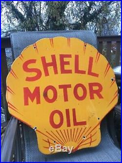 Vintage Shell Motor Oil Double Sided Porcelain Sign