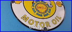 Vintage Shell Motor Oil Porcelain Gas Marine Pump Plate Popeye Service Sign