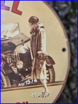 Vintage Shell Motor Oil Porcelain Gas Station Sign 10