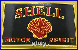 Vintage Shell Motor Oil Porcelain Sign Gas Pump Plate Service Station 12 X 20