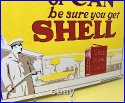 Vintage Shell Motor Oil Porcelain Sign Gas Pump Plate Service Station 13 X 20