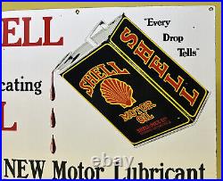 Vintage Shell Motor Oil Porcelain Sign Gas Pump Plate Service Station 13 X 20