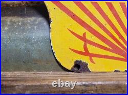 Vintage Shell Motor Oil Porcelain Sign Old Diecut Gasoline Gas Station Sign 12