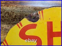 Vintage Shell Motor Oil Porcelain Sign Old Diecut Gasoline Gas Station Sign 12