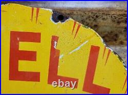 Vintage Shell Motor Oil Porcelain Sign Old Diecut Gasoline Gas Station Sign 12