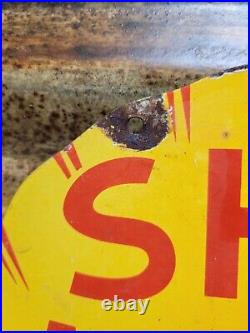 Vintage Shell Motor Oil Porcelain Sign Old Diecut Gasoline Gas Station Sign 12