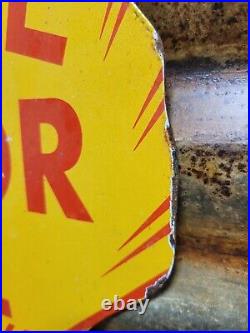 Vintage Shell Motor Oil Porcelain Sign Old Diecut Gasoline Gas Station Sign 12