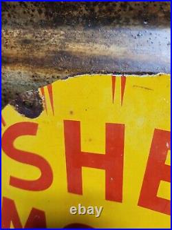 Vintage Shell Motor Oil Porcelain Sign Old Diecut Gasoline Gas Station Sign 12