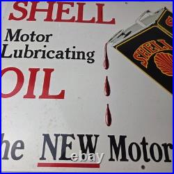 Vintage Shell Motor Oil Sign 20 Gas Pump Station Porcelain Advertising Sign