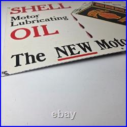 Vintage Shell Motor Oil Sign 20 Gas Pump Station Porcelain Advertising Sign