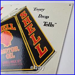 Vintage Shell Motor Oil Sign 20 Gas Pump Station Porcelain Advertising Sign