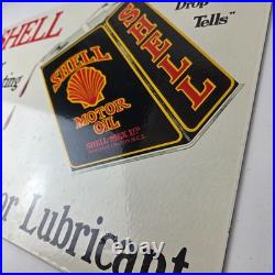 Vintage Shell Motor Oil Sign 20 Gas Pump Station Porcelain Advertising Sign