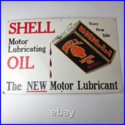 Vintage Shell Motor Oil Sign 20 Gas Pump Station Porcelain Advertising Sign