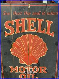 Vintage Shell Motor Oil Sign Garage Mancave Classic Car Advertising Petrol