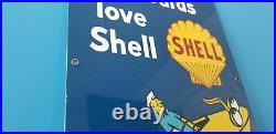 Vintage Shell Outboard Motor Oil Porcelain Metal Gasoline Marine Boat Sign