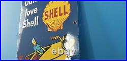 Vintage Shell Outboard Motor Oil Porcelain Metal Gasoline Marine Boat Sign