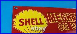 Vintage Shell Porcelain Gas Motor Oil Mechanic Service Station Pump Plate Sign