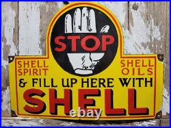 Vintage Shell Porcelain Sign 24 Gas Station Motor Oil Garage Display Petroliana