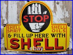 Vintage Shell Porcelain Sign 24 Gas Station Motor Oil Garage Display Petroliana