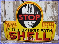 Vintage Shell Porcelain Sign 24 Gas Station Motor Oil Garage Display Petroliana