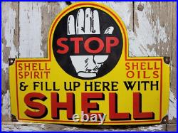Vintage Shell Porcelain Sign 24 Gas Station Motor Oil Garage Display Petroliana